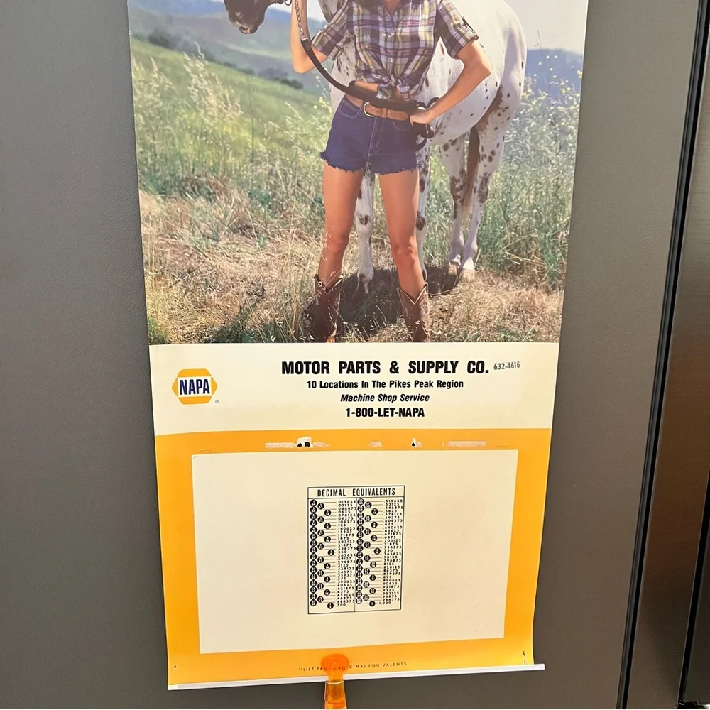 Vintage 1980s? PINUP Napa Auto Parts Service Calendar 16X33.25